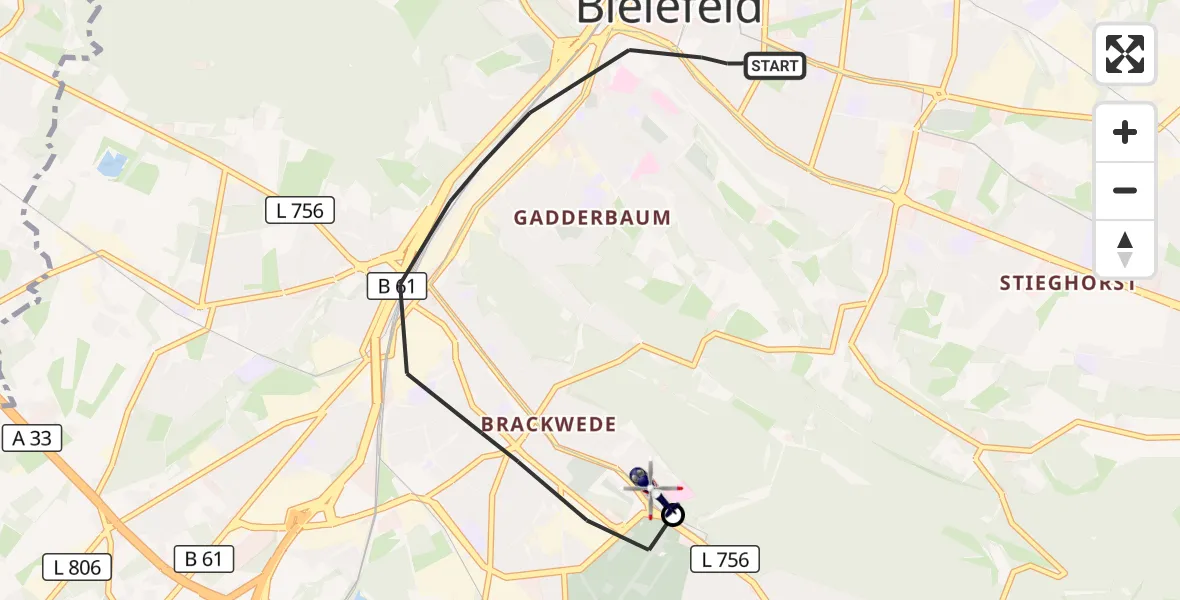 Flugroute Polizeihubschrauber Bielefeld - Luftrettungszentrum Bielefeld, 31 Oktober 2026, 10:02
