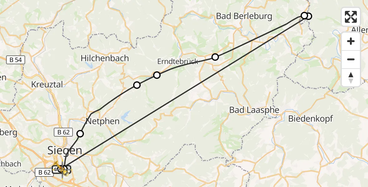 Flugroute Rettungshubschrauber Evangelisches Jung-Stilling Hospital - Evangelisches Jung-Stilling Hospital, 31 Oktober 2026, 10:13