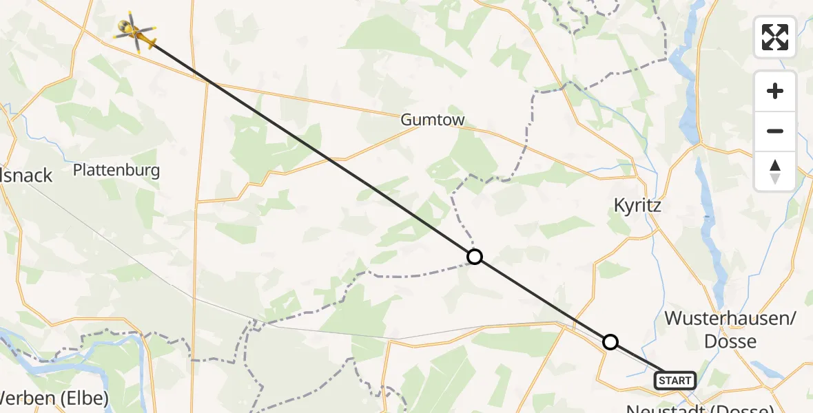 Flugroute Rettungshubschrauber Neustadt (Dosse) - Plattenburg, 31 Oktober 2026, 10:25