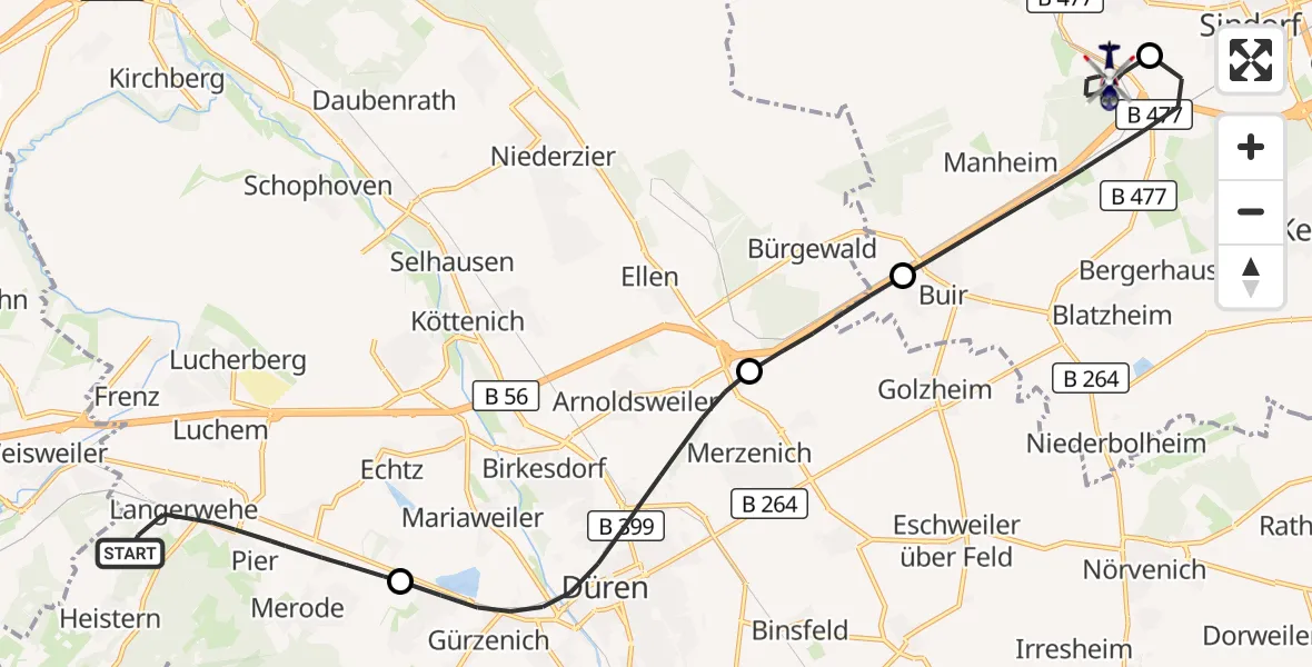 Flugroute Polizeihubschrauber Langerwehe - Elsdorf, 31 Oktober 2026, 10:35
