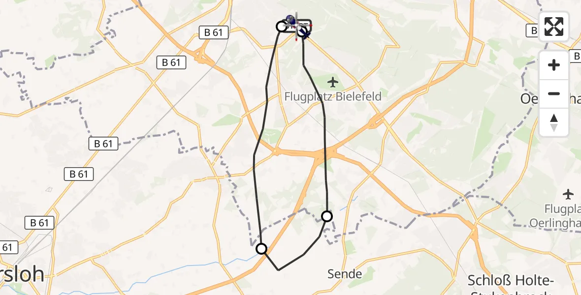 Flugroute Polizeihubschrauber Luftrettungszentrum Bielefeld - Luftrettungszentrum Bielefeld, 31 Oktober 2026, 10:56