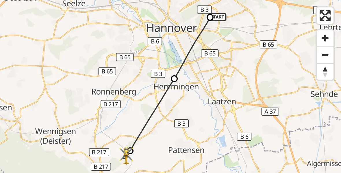 Flugroute Rettungshubschrauber Hannover Luftrettung Hubschrauberlandeplatz (Christoph 4) - Springe, 31 Oktober 2026, 11:13