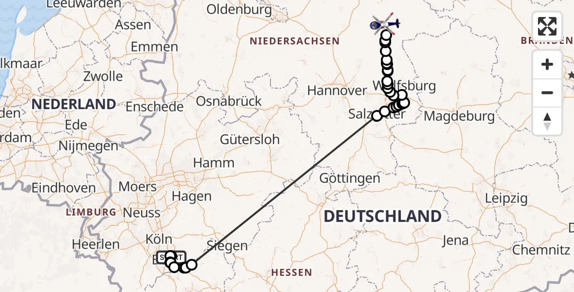 Flugroute Polizeihubschrauber Bonn-Hangelar Flugplatz - Uelzen, 31 Oktober 2026, 11:24