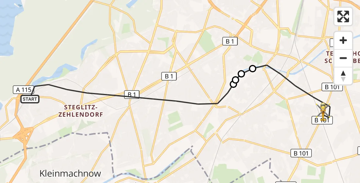 Flugroute Rettungshubschrauber Berlin - Berlin, 31 Oktober 2026, 11:26