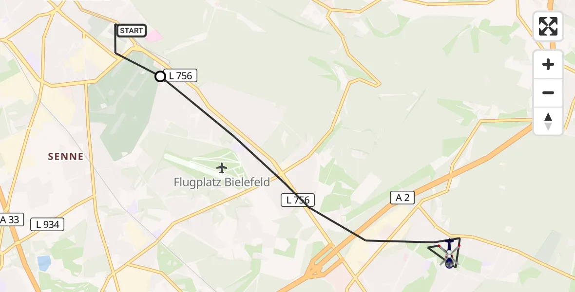 Flugroute Polizeihubschrauber Luftrettungszentrum Bielefeld - Bielefeld, 31 Oktober 2026, 11:26