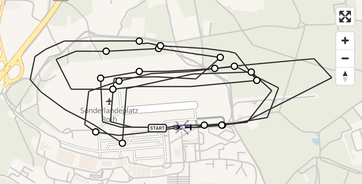 Flugroute Polizeihubschrauber Flugplatz Roth - Flugplatz Roth, 31 Oktober 2026, 12:57