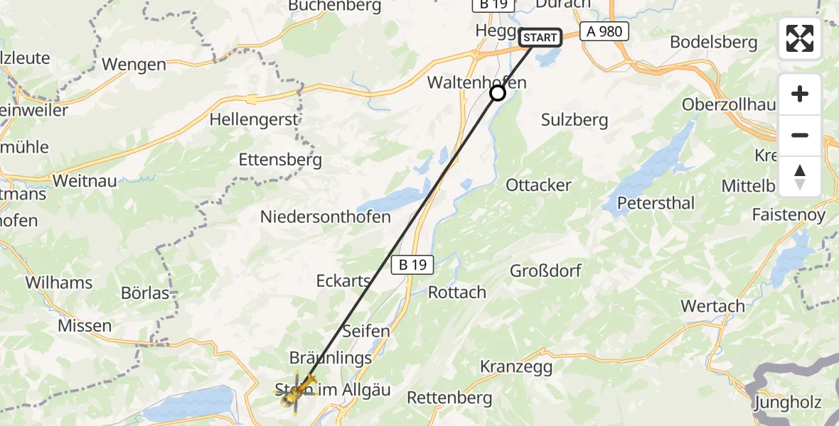 Flugroute Rettungshubschrauber Sulzberg - Immenstadt i.Allgäu, 31 Oktober 2026, 13:06