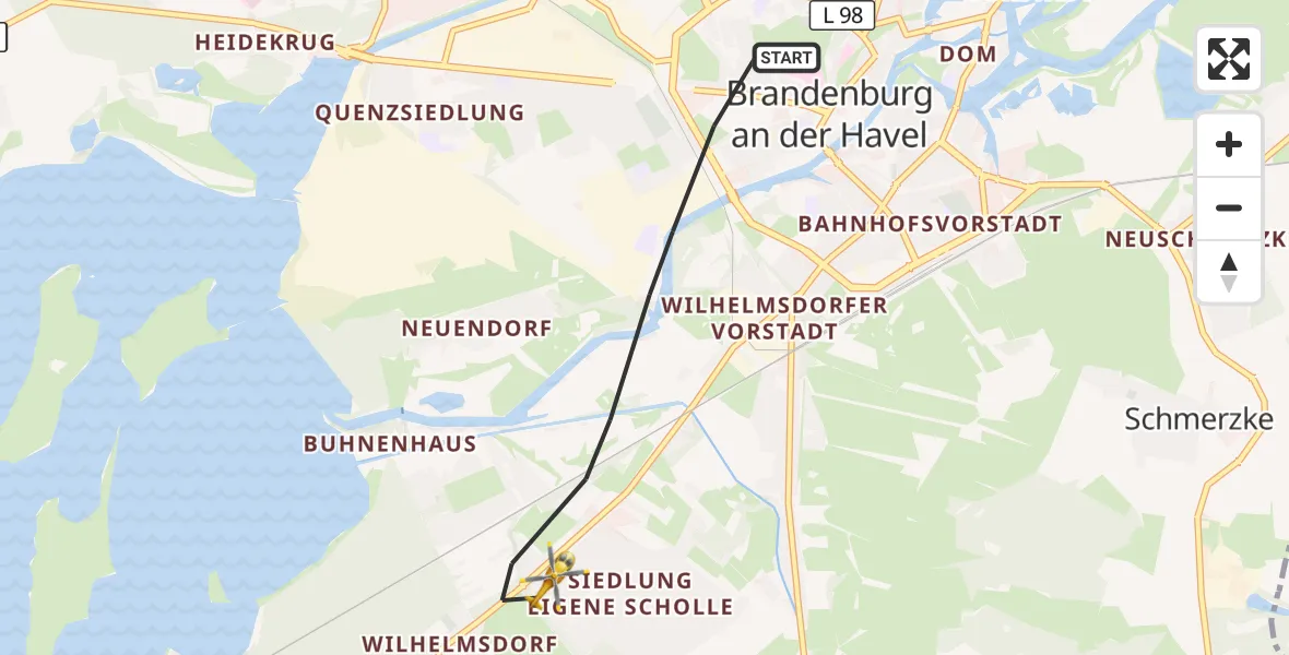 Flugroute Rettungshubschrauber Brandenburg an der Havel - Brandenburg an der Havel, 31 Oktober 2026, 13:29