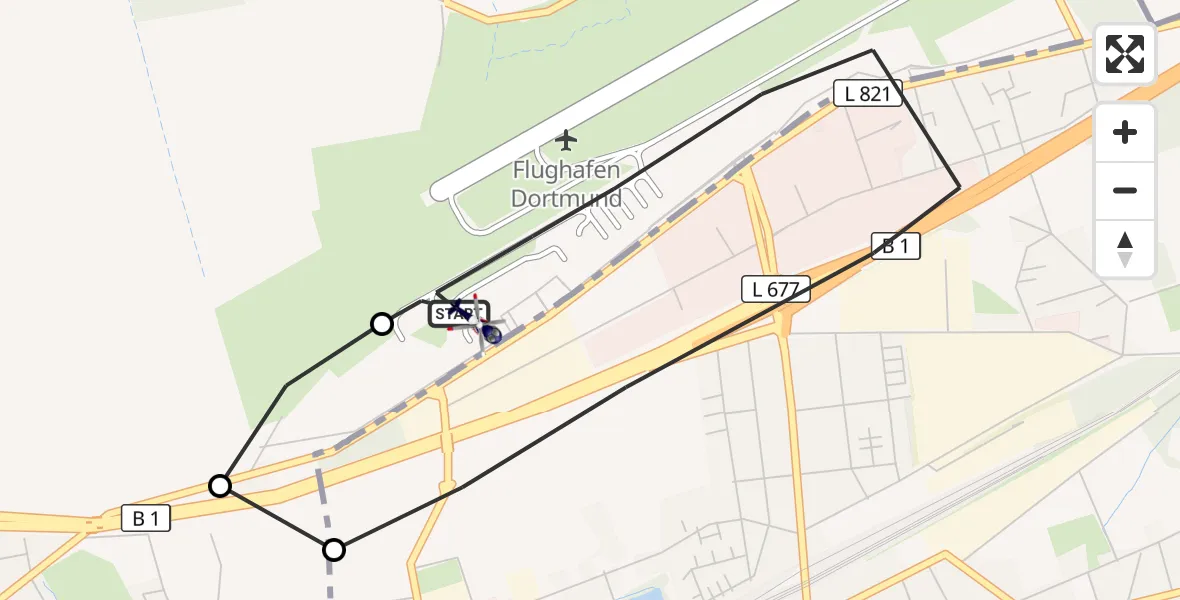 Flugroute Polizeihubschrauber Dortmund Flughafen - Dortmund Flughafen, 31 Oktober 2026, 13:47