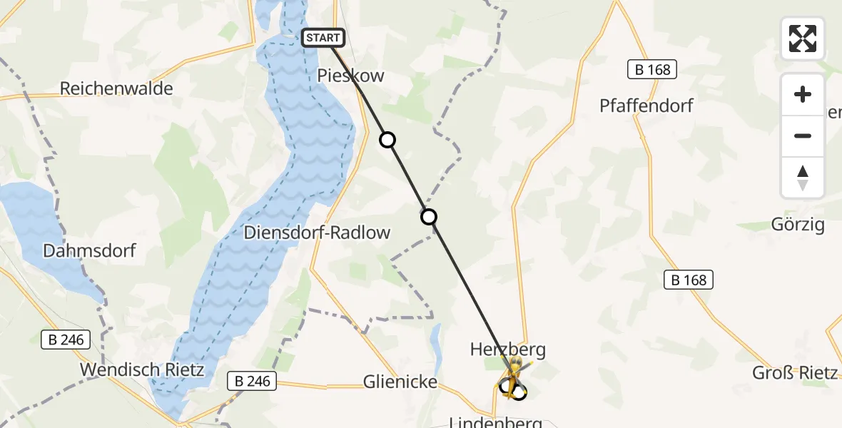 Flugroute Rettungshubschrauber Bad Saarow - Rietz-Neuendorf, 31 Oktober 2026, 14:01