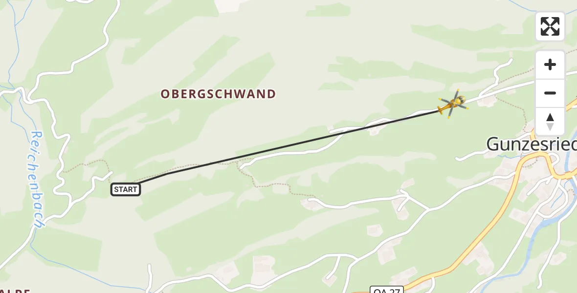 Flugroute Rettungshubschrauber Blaichach - Blaichach, 31 Oktober 2026, 14:13