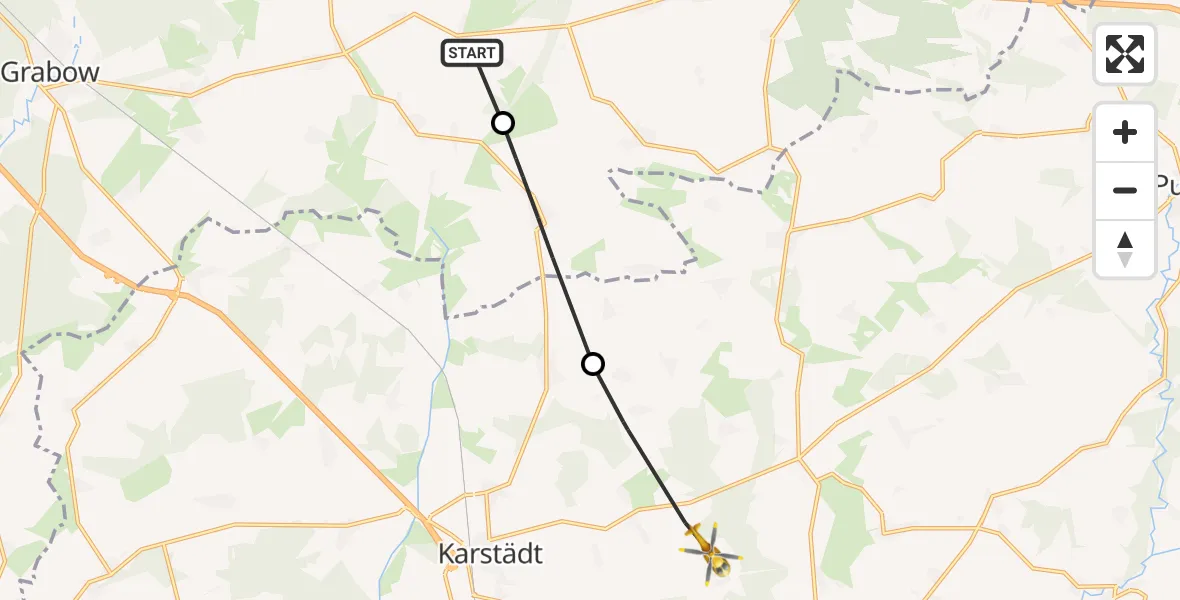 Flugroute Rettungshubschrauber Möllenbeck - Karstädt, 31 Oktober 2026, 16:10
