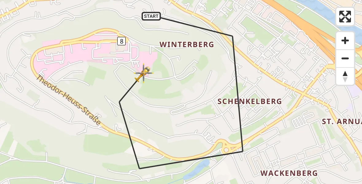 Flugroute Rettungshubschrauber Saarbrücken - Saarbrücken, 31 Oktober 2026, 16:22