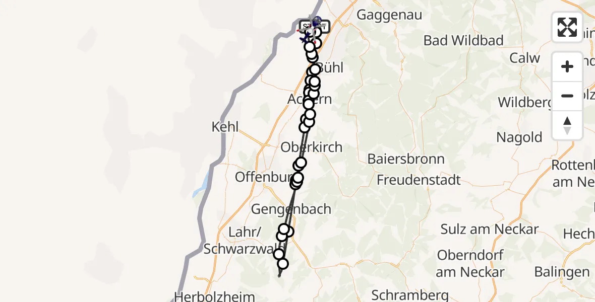 Flugroute Polizeihubschrauber Karlsruhe Baden-Baden Flughafen - Karlsruhe Baden-Baden Flughafen, 31 Oktober 2026, 19:09