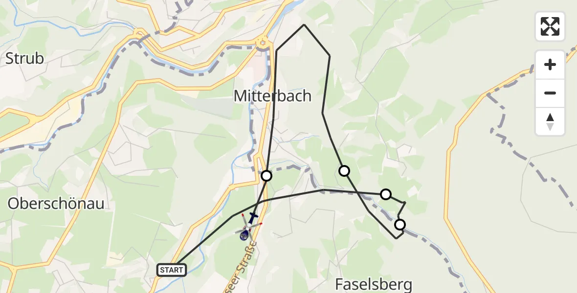Flugroute Polizeihubschrauber Schönau a.Königssee - Schönau a.Königssee, 31 Oktober 2026, 20:29