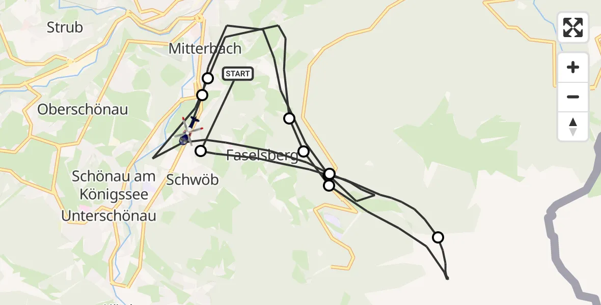Flugroute Polizeihubschrauber Berchtesgaden - Schönau a.Königssee, 31 Oktober 2026, 21:15